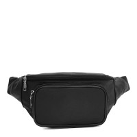Мужская поясная кожаная сумка Borsa Leather K1381bl-black