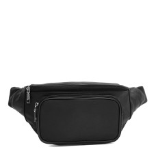 Мужская поясная кожаная сумка Borsa Leather K1381bl-black